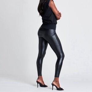 ASSETS by SPANX Women's Faux Leather Shaping Leggings Very Black Small